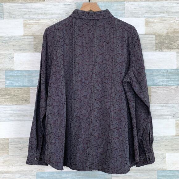 The Territory Ahead Vintage Jacquard Shirt Gray Red Button Front Casual Mens XL - Picture 4 of 6